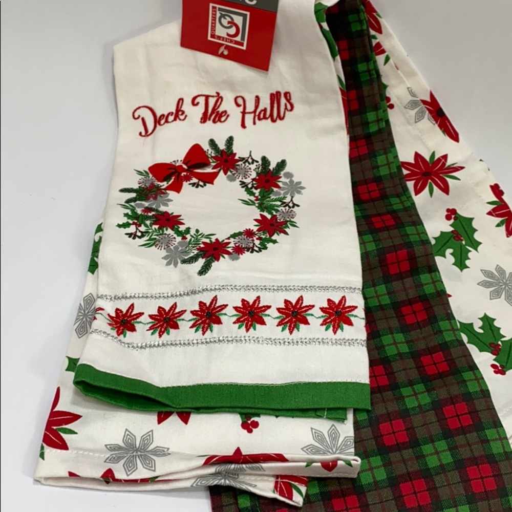 New 3 Christmas Kitchen Towel Floral Set